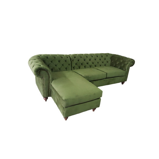 Canapea fixa cu sezlong Chesterfield