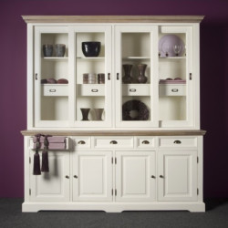 Bufet cu vitrina din lemn de rasinos, Fleur, 204 cm