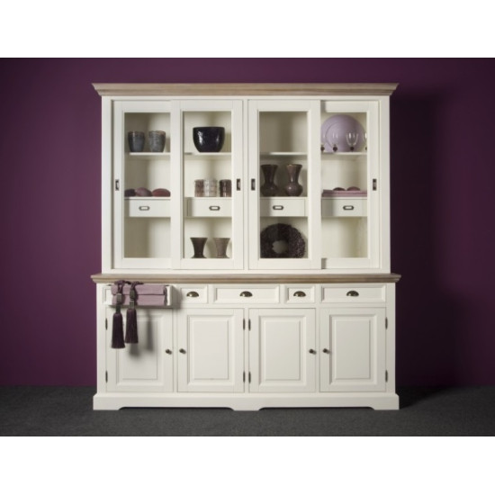 Bufet cu vitrina din lemn de rasinos, Fleur, 204 cm