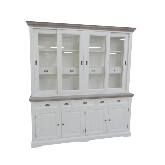 Bufet cu vitrina din lemn de rasinos, Fleur, 204 cm