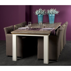 Masa dining din lemn masiv de rasinos cu picioare patrate, Fleur