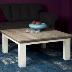 Masa cafea din lemn de rasinos cu picioare patrate, Fleur, 100 cm 