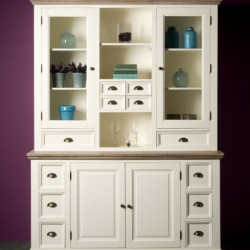 Bufet cu vitrina din lemn de rasinos, Fleur, 164 cm