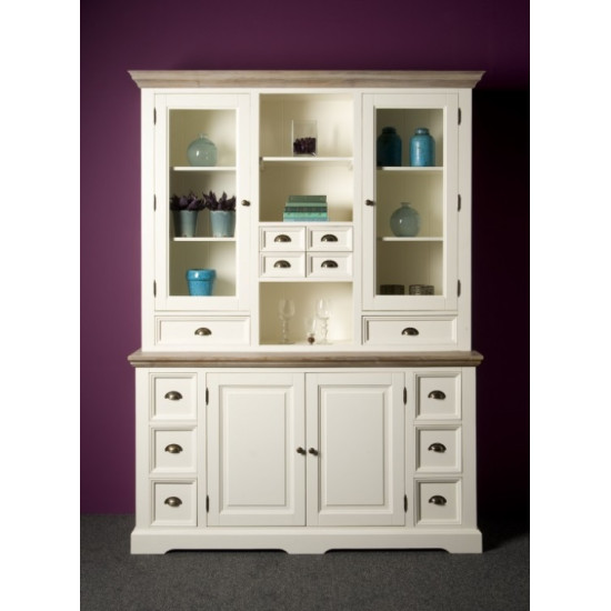 Bufet cu vitrina din lemn de rasinos, Fleur, 164 cm