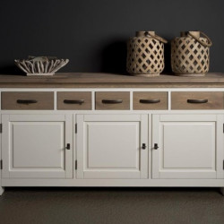 Bufet pe structura de rasinos si MDF, blat si fronturi de stejar, Parma, 180cm