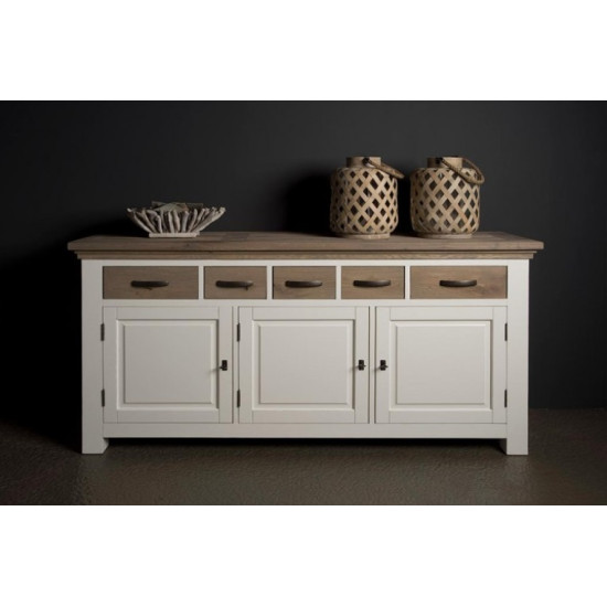 Bufet pe structura de rasinos si MDF, blat si fronturi de stejar, Parma, 180cm