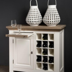 Bufet cu suport de sticle pe structura de rasinos, blat de stejar, Parma, 104 cm