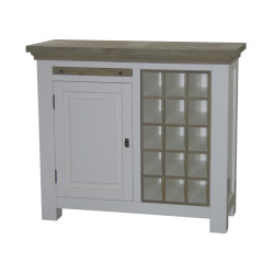 Bufet cu suport de sticle pe structura de rasinos, blat de stejar, Parma, 104 cm