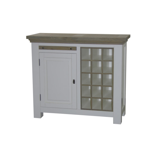 Bufet cu suport de sticle pe structura de rasinos, blat de stejar, Parma, 104 cm