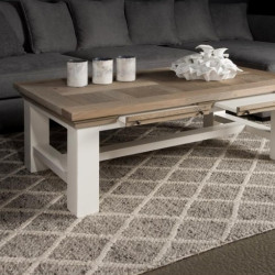 Masuta cafea din rasinos cu blat din stejar, Parma, 135cm