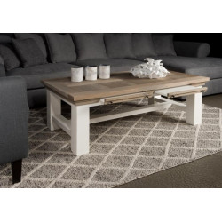 Masuta cafea din rasinos cu blat din stejar, Parma, 135cm