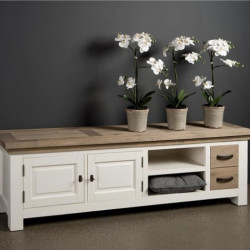 Comoda TV pe structura de rasinos si MDF, blat si fronturi din stejar, Parma, 190 cm