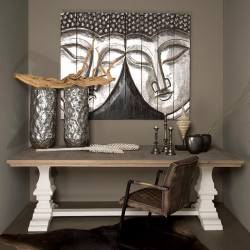 Masa dining pe structura de rasinos si blat de stejar, Toscana