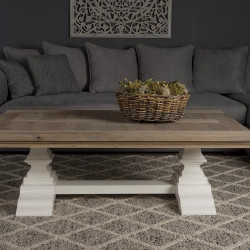 Masuta cafea pe structura de rasinos si blat din stejar, Toscana, 135cm