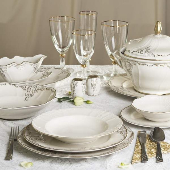Serviciu Masa Berlin Ivoire 25 piese Matt Gold