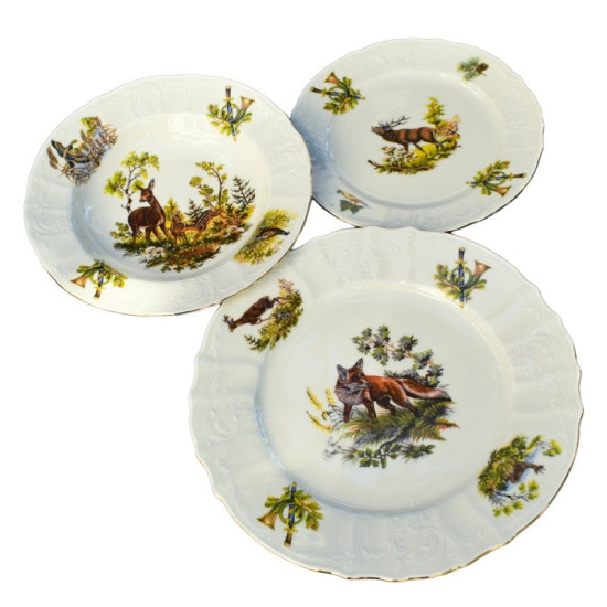 Set Farfurii Berlin Ivoire Vanatoare 18 piese